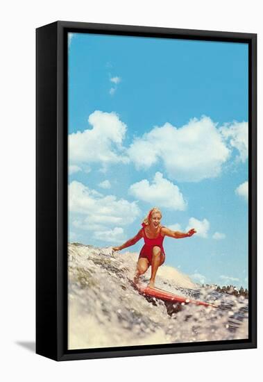 Girl Surfing-null-Framed Stretched Canvas