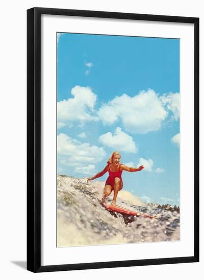 Girl Surfing-null-Framed Art Print