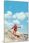 Girl Surfing-null-Mounted Art Print