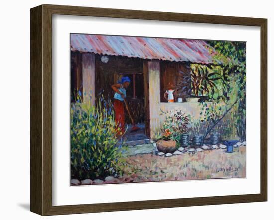 Girl Sweeping 2021 (oil)-Tilly Willis-Framed Giclee Print