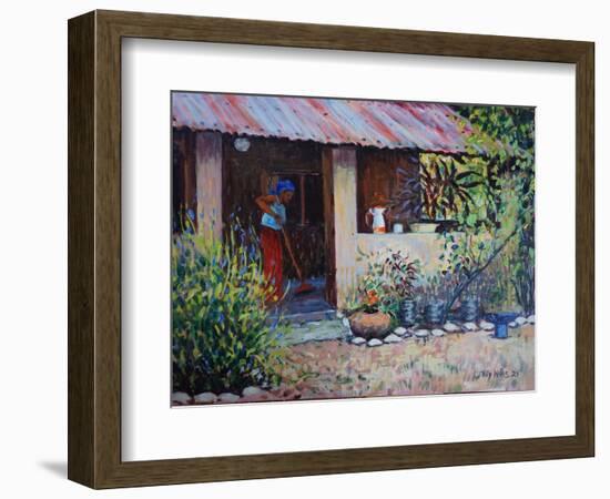 Girl Sweeping 2021 (oil)-Tilly Willis-Framed Giclee Print