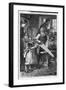 Girl Takes Doll to Shop-Robert Barnes-Framed Art Print