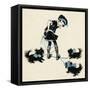 Girl Taking Pet Dogs for a Walk Getting Tangled Up-Honor C. Appleton-Framed Stretched Canvas