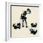 Girl Taking Pet Dogs for a Walk Getting Tangled Up-Honor C. Appleton-Framed Art Print