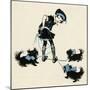 Girl Taking Pet Dogs for a Walk Getting Tangled Up-Honor C. Appleton-Mounted Art Print