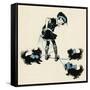 Girl Taking Pet Dogs for a Walk Getting Tangled Up-Honor C. Appleton-Framed Stretched Canvas