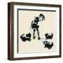 Girl Taking Pet Dogs for a Walk Getting Tangled Up-Honor C. Appleton-Framed Art Print