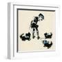 Girl Taking Pet Dogs for a Walk Getting Tangled Up-Honor C. Appleton-Framed Art Print