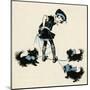 Girl Taking Pet Dogs for a Walk Getting Tangled Up-Honor C. Appleton-Mounted Art Print