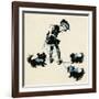 Girl Taking Pet Dogs for a Walk Getting Tangled Up-Honor C. Appleton-Framed Art Print