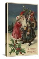 Girl Talking to Father Christmas-null-Stretched Canvas