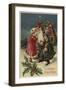 Girl Talking to Father Christmas-null-Framed Giclee Print