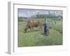 Girl Tending a Cow in Pasture, 1874-Camille Pissarro-Framed Giclee Print
