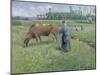 Girl Tending a Cow in Pasture, 1874-Camille Pissarro-Mounted Giclee Print