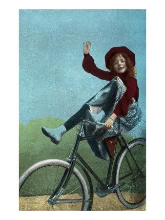 'Girl Trick Riding on Bicycle' Posters | AllPosters.com