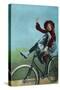 Girl Trick Riding on Bicycle-null-Stretched Canvas