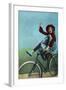 Girl Trick Riding on Bicycle-null-Framed Art Print