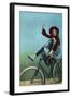 Girl Trick Riding on Bicycle-null-Framed Art Print