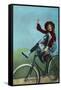 Girl Trick Riding on Bicycle-null-Framed Stretched Canvas