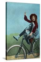 Girl Trick Riding on Bicycle-null-Stretched Canvas