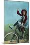 Girl Trick Riding on Bicycle-null-Mounted Art Print