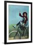 Girl Trick Riding on Bicycle-null-Framed Art Print