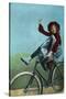 Girl Trick Riding on Bicycle-null-Stretched Canvas
