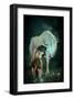 Girl Unicorn and Fireflies  -null-Framed Art Print