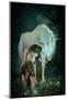 Girl Unicorn and Fireflies  -null-Mounted Art Print