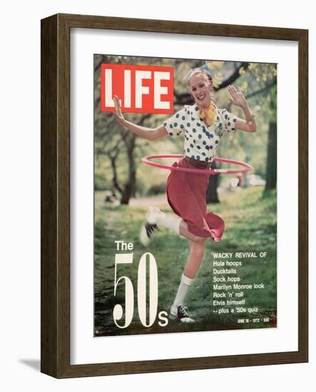 Girl using Hula Hoop, Revival of Fashions and Fads of the 1950's, June 16, 1972-Bill Ray-Framed Photographic Print