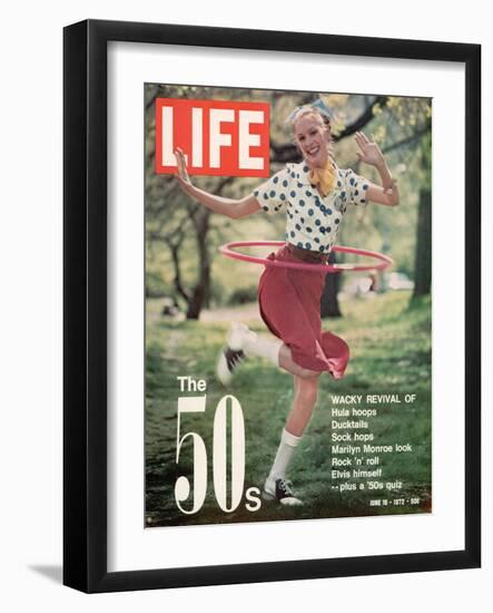 Girl using Hula Hoop, Revival of Fashions and Fads of the 1950's, June 16, 1972-Bill Ray-Framed Photographic Print