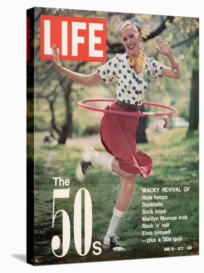 Girl using Hula Hoop, Revival of Fashions and Fads of the 1950's, June 16, 1972-Bill Ray-Stretched Canvas