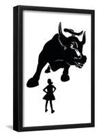Girl vs Charging Bull-null-Framed Poster