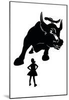 Girl vs Charging Bull-null-Mounted Poster