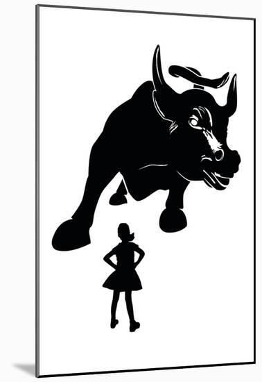 Girl vs Charging Bull-null-Mounted Poster