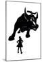 Girl vs Charging Bull-null-Mounted Poster
