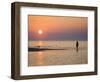 Girl Walking Barefoot on Beach at Sunset, Jurmala Beach Resort, Gulf of Riga, Latvia-Christian Kober-Framed Photographic Print