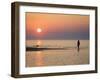 Girl Walking Barefoot on Beach at Sunset, Jurmala Beach Resort, Gulf of Riga, Latvia-Christian Kober-Framed Photographic Print