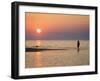 Girl Walking Barefoot on Beach at Sunset, Jurmala Beach Resort, Gulf of Riga, Latvia-Christian Kober-Framed Photographic Print