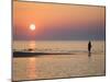 Girl Walking Barefoot on Beach at Sunset, Jurmala Beach Resort, Gulf of Riga, Latvia-Christian Kober-Mounted Photographic Print