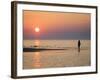 Girl Walking Barefoot on Beach at Sunset, Jurmala Beach Resort, Gulf of Riga, Latvia-Christian Kober-Framed Photographic Print