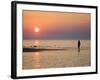 Girl Walking Barefoot on Beach at Sunset, Jurmala Beach Resort, Gulf of Riga, Latvia-Christian Kober-Framed Photographic Print