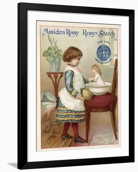 Girl Washing a Doll-null-Framed Giclee Print