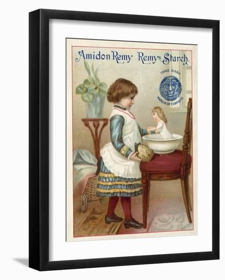 Girl Washing a Doll-null-Framed Giclee Print