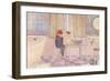 Girl Washing Doll in Bathroom-null-Framed Art Print