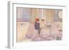Girl Washing Doll in Bathroom-null-Framed Art Print