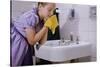 Girl Washing Her Face at Sink-William P. Gottlieb-Stretched Canvas