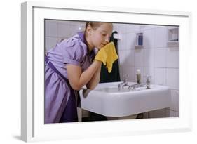 Girl Washing Her Face at Sink-William P. Gottlieb-Framed Photographic Print