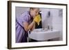 Girl Washing Her Face at Sink-William P. Gottlieb-Framed Photographic Print