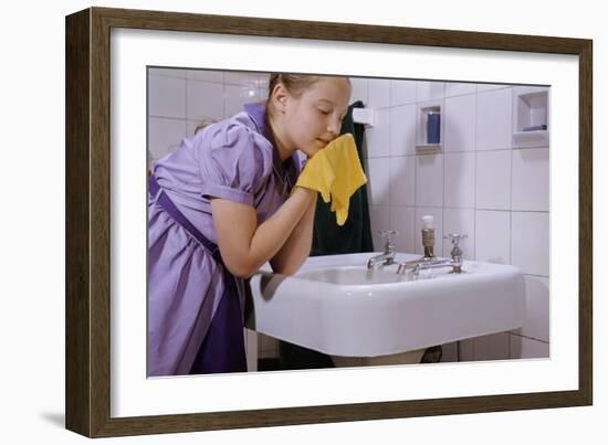 Girl Washing Her Face at Sink-William P. Gottlieb-Framed Photographic Print